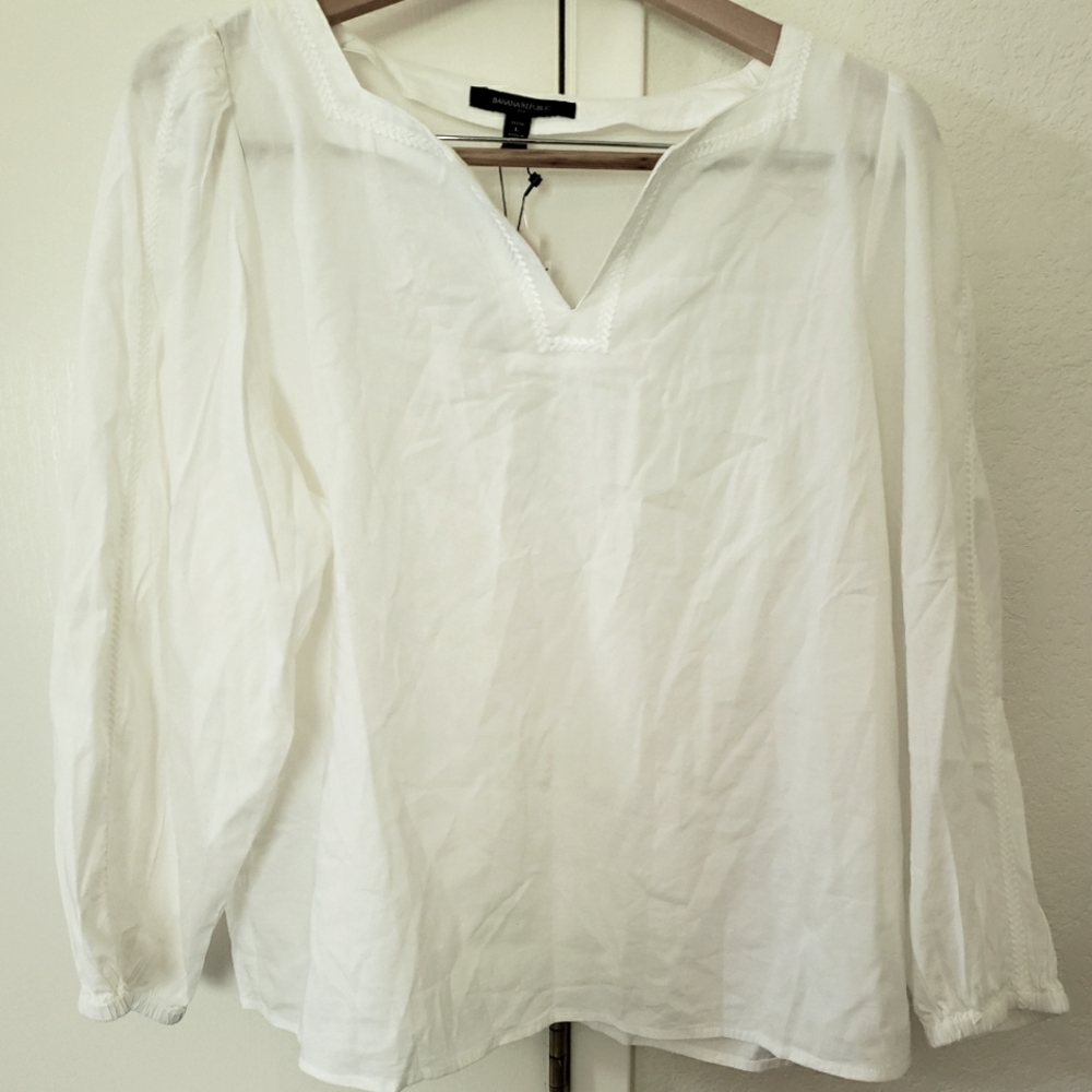 Womens Large White Linen Blouse